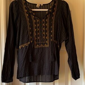 Anthropologie Black and Gold Blouse
